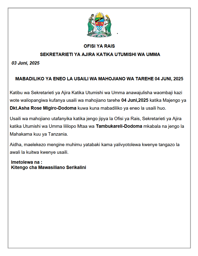Mabadiliko ya venue